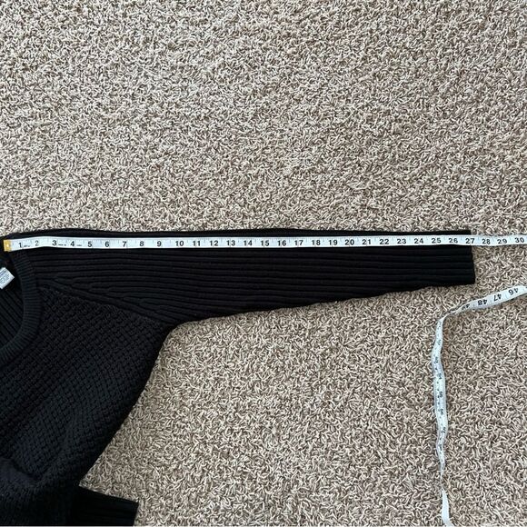 The Slope Hi-Lo Waffle Knit Long Sleeve Sweater Black Silver Zippers - Picture 9 of 10